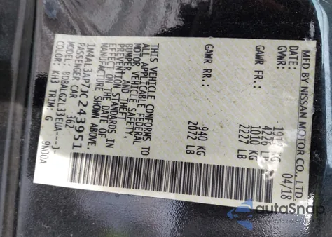 2018 Nissan Altima 2.5 S from USA, damaged, VIN 1N4AL3AP7JC243951